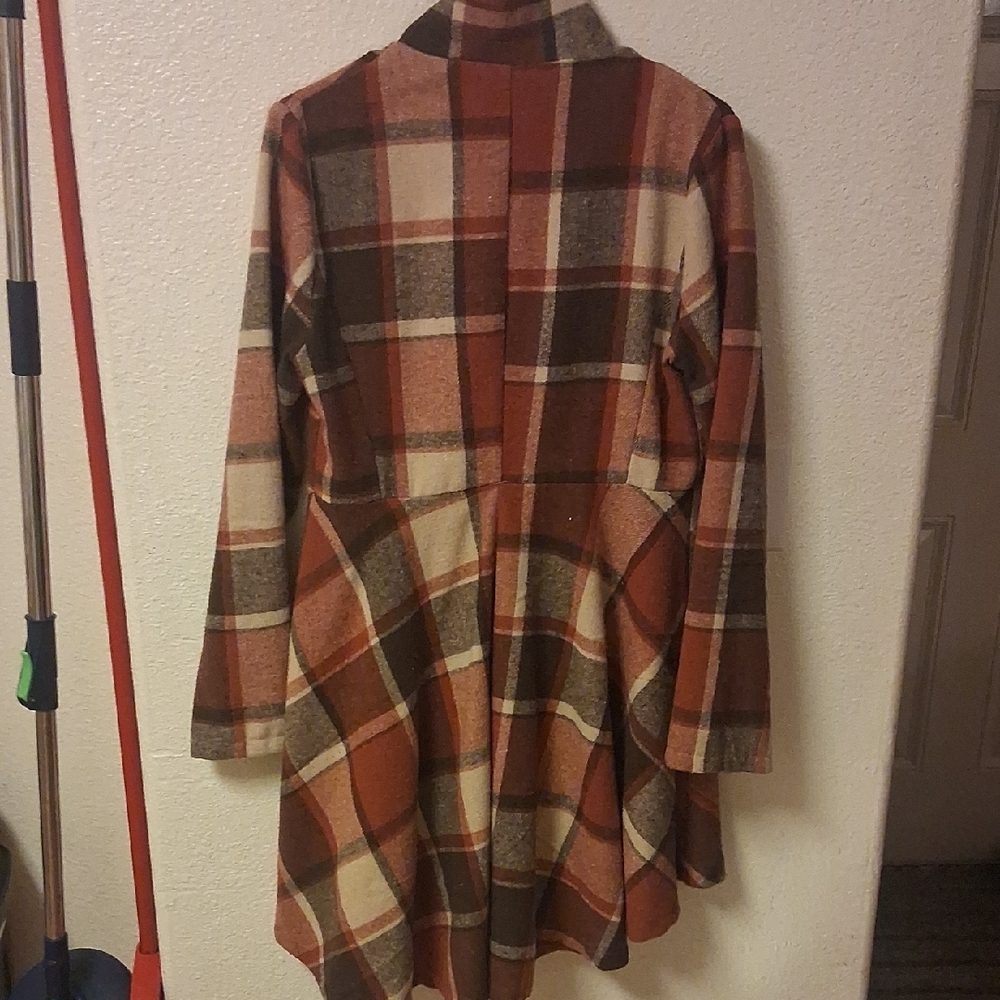 Plaid Button-Up Coat - Picture 2 of 2